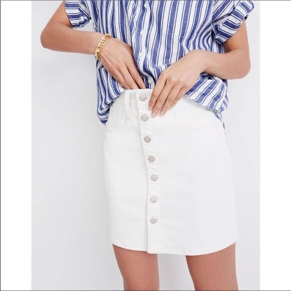 Madewell (25) White Denim Button Down Skirt - Picture 9 of 9